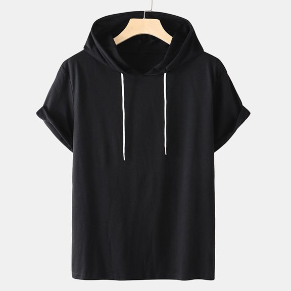 Letdown Men's Short Sleeve Hoodie T Shirts Casual Lightweight Solid Hoodies Pullover Tops Summer Tees