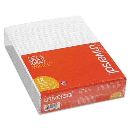 Universal Glue Top Pad, Legal Rule, Letter, White, 50 Sheet Pad/Pack, Dozen