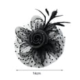 thumbnail image 6 of Fusipu Beads Decor Dot Print Metal Clip Fascinator Hat Mesh Flower Feather Decor Anti-fall Imitation Flax Tea Party Headwear, 6 of 8