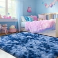 thumbnail image 5 of ZENELESS Indoor Fluffy Rug,5x7 Tie-Dye Blue Fuzzy Non-Slip Carpets for Living Room Bedroom Home Decor, 5 of 7