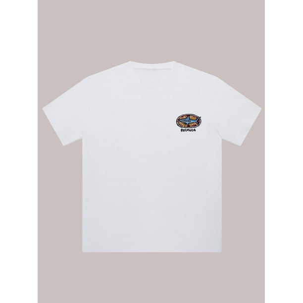 Shark Hip-Hop Cotton Tee - Casual Crew Neck Short Sleeve T-Shirt for Couples, Machine Washable, Summer Fashion