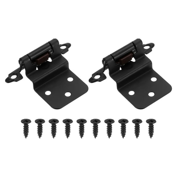 Uxcell 2 Pack Self Closing Cabinet Hinges, 3/8" Overlay Cabinet Door Hinges Inset Kitchen Cabinet Hinges for Flush Mount Kitchen Cabinet Door, Black