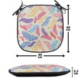 thumbnail image 4 of Colorful Chair Seating Cushion Set of 6, Different Vane Feather Types on a Square Shape Striped Backdrop Print, Seat Pads for Office with Anti-slip Backing, 16"x16", Multicolor, by Ambesonne, 4 of 7