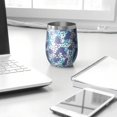 thumbnail image 3 of 12oz Stemless Wine Tumblers White and Blue Of Animal Print Vacuum Insulated Stainless Steel Travel Tumbler Cups Mug with Lid and Straw for Champaign,Cocktail,Beer with Cleaning Brush, 3 of 5