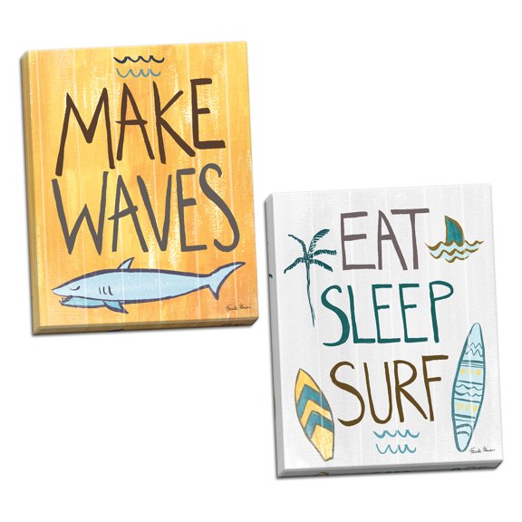 Gango Home Decor Coastal Make Waves III & IV by Farida Zaman (Ready to Hang); Two 11x14in Hand-Stretched Canvases