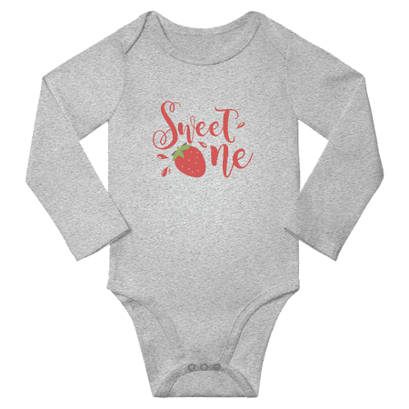 

Sweet One Strawberry 1St Birthday Cute Baby Long Sleeve Jumpsuits Clothes Boy Girl Unisex (Gray 6M)
