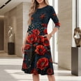 thumbnail image 4 of BOMYJESK Women's 250th Anniversary USA Flag Floral Maxi Dress 4th Of July Summer Dresses Boho Independence Day Beach Long Dresses Elegant Classy American Flag Floral Evening Dress for Party Red XL, 4 of 7
