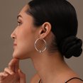 thumbnail image 3 of LeCalla 925 Sterling Silver Antique Oxidized Light-Weight Click Top Balinese Hoop Earrings for Women and Teen 45MM, 3 of 8
