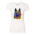 thumbnail image 2 of Colorful Happy German Shepherd Dog Animal Lover Womens Slim Fit Junior Tee, White, Small, 2 of 3