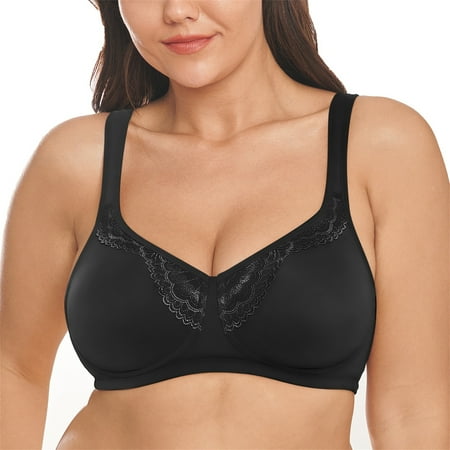 

Wingslove Women s Plus Size Underwire Full Figure Non Padded Bra Black 40DDD