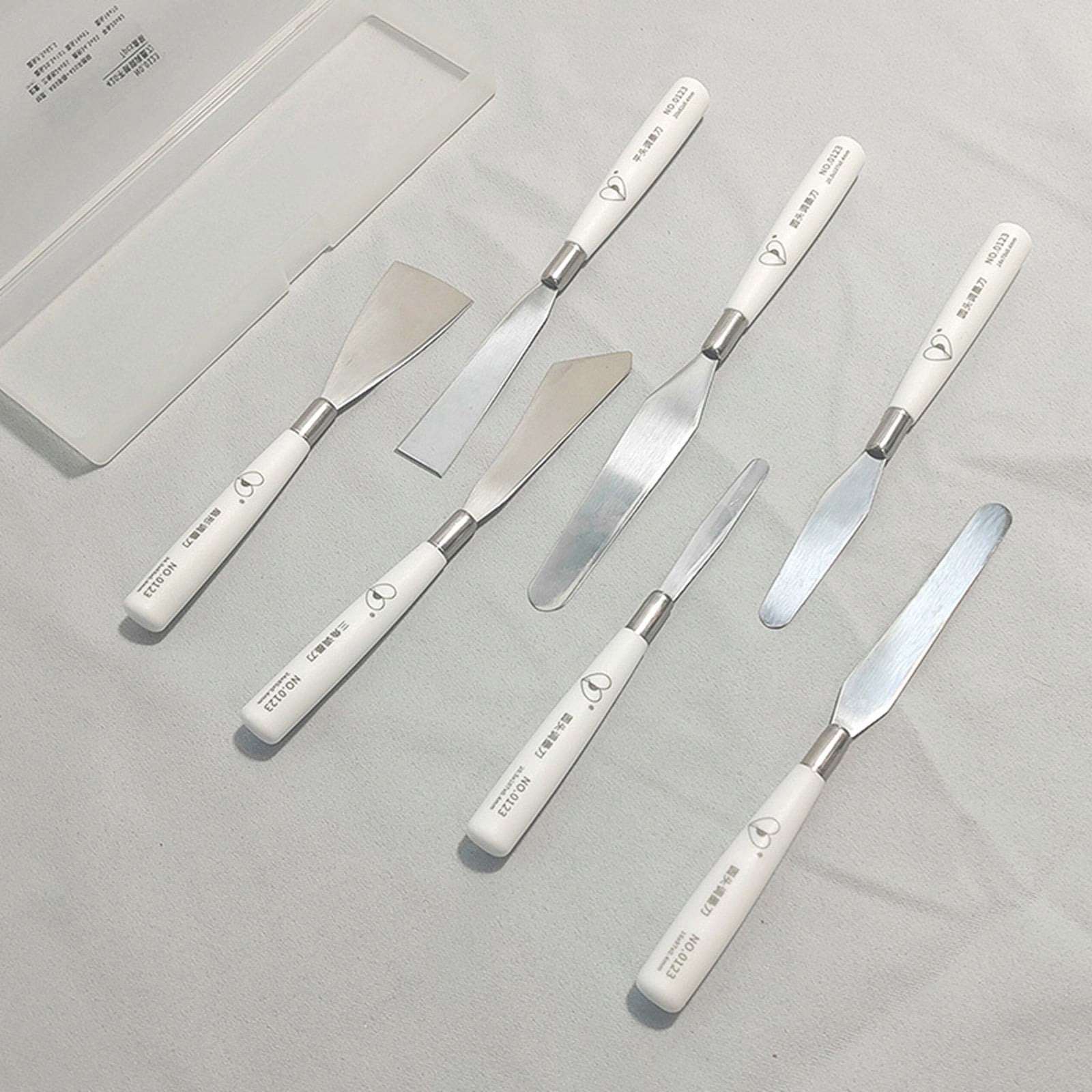 7Pcs Stainless Steel Spatula Palette Tool Set Handle Palette Tool for Acrylic Oil Painting Color Mixing Blending