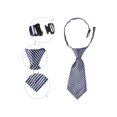 thumbnail image 3 of INSPIRE CHIC Cute Uniform Tie Pre-tied Striped Short Ties for Women School Casual Blue White One Size, 3 of 6