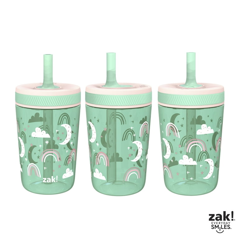 Zak Designs Kelso Toddler Cups For Travel or At Home, 15oz 2-Pack Durable  Plastic Sippy Cups With Leak-Proof Design is Perfect For Kids (Fanciful