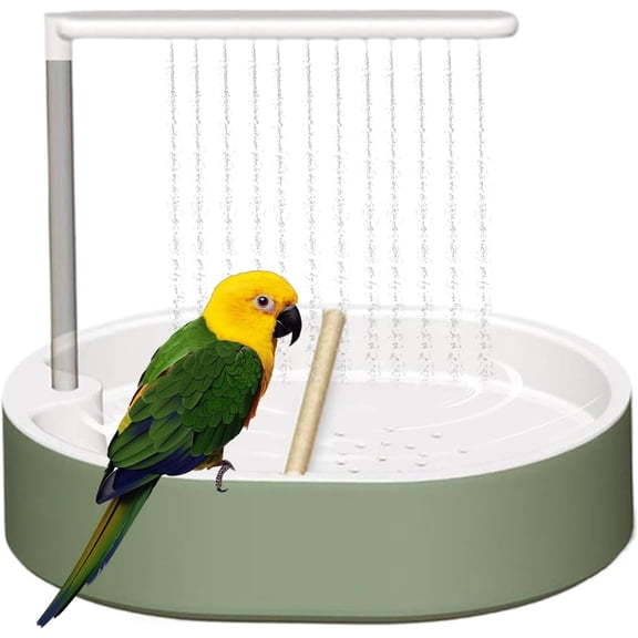 Indoor Bird Shower Bath for Cage, Automatic Parrot Shower Bathtub with Pump for Large Birds, Ideal for Conure, Cockatoo, Budgie, Lovebird, Finches, Pet Bathing Essentials(RL 1 Set)