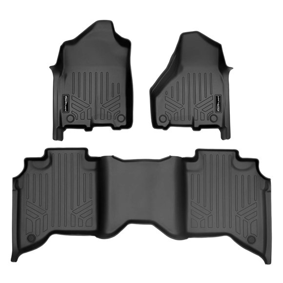 MAXLINER Custom Fit Floor Mats 2 Row Liner Set Black for 2019-2021 Ram 2500 Crew Cab with 1st Row Bucket Seats