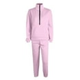 thumbnail image 4 of Lumtrix Women 2 Piece Outfits Sweatsuit Oversized Half Zip Sweatshirt Wide Leg Sweatpant Casual Lounge Matching Set Tracksuit Pink S, 4 of 5