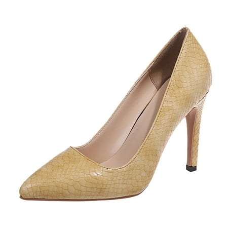 

Follure Girl women s casual shoes Fashion Women High Heels Breathable Serpentine Slip-On Casual Open Toe Sandals Beige 40
