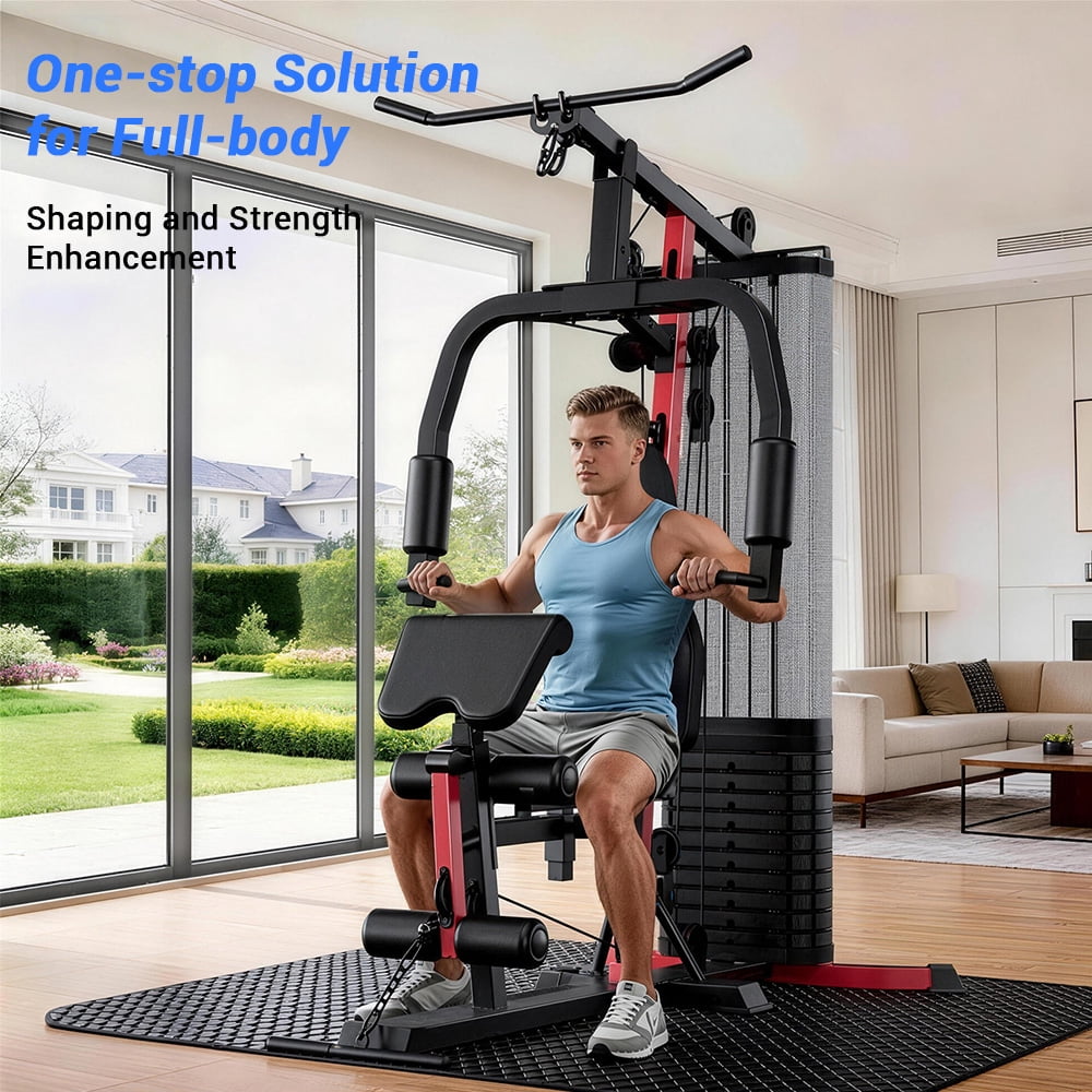 CURSOR FITNESS Home Gym Station, 160LBS Weight Stack, All-in-One Strength Training Equipment