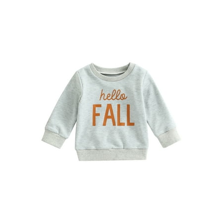 

Canrulo Infant Baby Boy Girl Fall Winter Outfits Letters Print Long Sleeve Crewneck Sweatshirt Pullover Oversized Sweater Tops Gray 2-3 Years