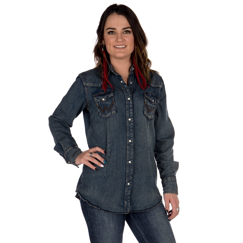Wrangler Wrangler Womens Vintage Denim Snap Shirt