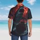 thumbnail image 4 of Balery Red Moon Shark Sailboat Camisas hawaianas de manga corta para hombre, camisas playeras de corte holgado, camisas de vacaciones con botones,Small, 4 of 7