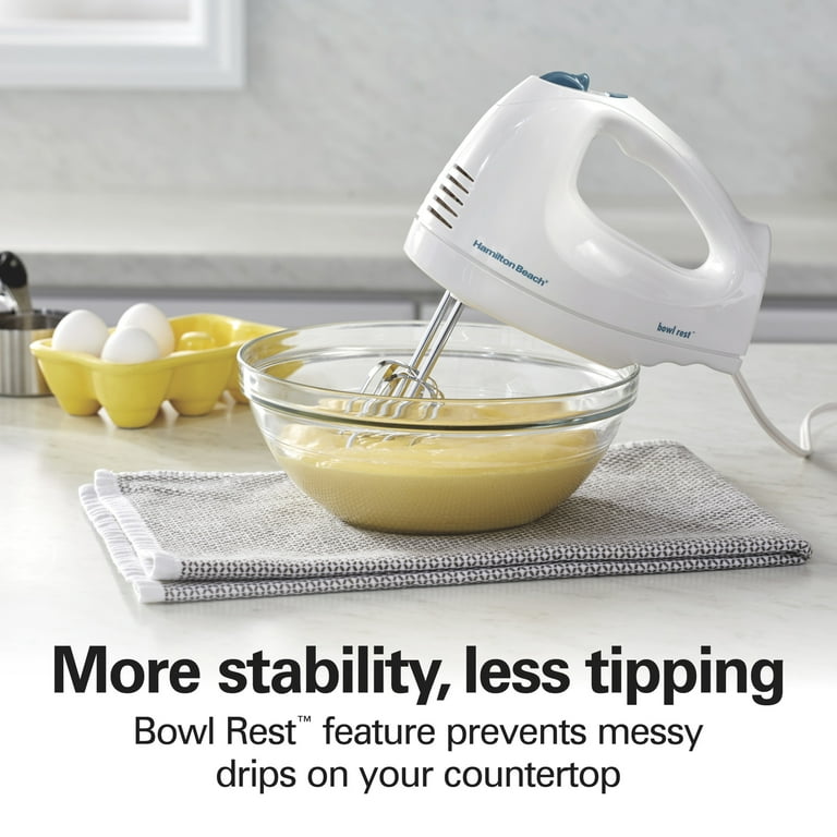 Hamilton Beach 6 Speed Handheld Mixer with Storage, Whisk, Beaters