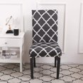 thumbnail image 2 of Dining Chair Cover Set Stretch Spandex Short Dining Chair Slipcovers Removable Washable Decorative Chair Protector Seat Covers for Dining Room Home Wedding Banquet Hotel Decor (White+Black, 2 Pack), 2 of 8