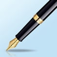 thumbnail image 4 of Waterman Hemisphere Fountain Pen | Gloss Black with 23k Gold Trim | Medium Nib | Blue Ink | Gift Box, 4 of 7