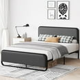 thumbnail image 6 of Homhougo Queen Size Bed Frame, Metal Platform Bed with Curved Upholstered Headboard and Footboard,10.3'' Underbed Space, Strong Slats Support, No Box Spring Needed, Grey, 6 of 13