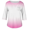 thumbnail image 4 of ZKIRBJV Womens Plus Size Tops Dressy Casual Sexy Tunics 3/4 Length Sleeve V-Neck Gradient Print T-Shirt Summer Tunic Tops Pink 4XL, 4 of 5