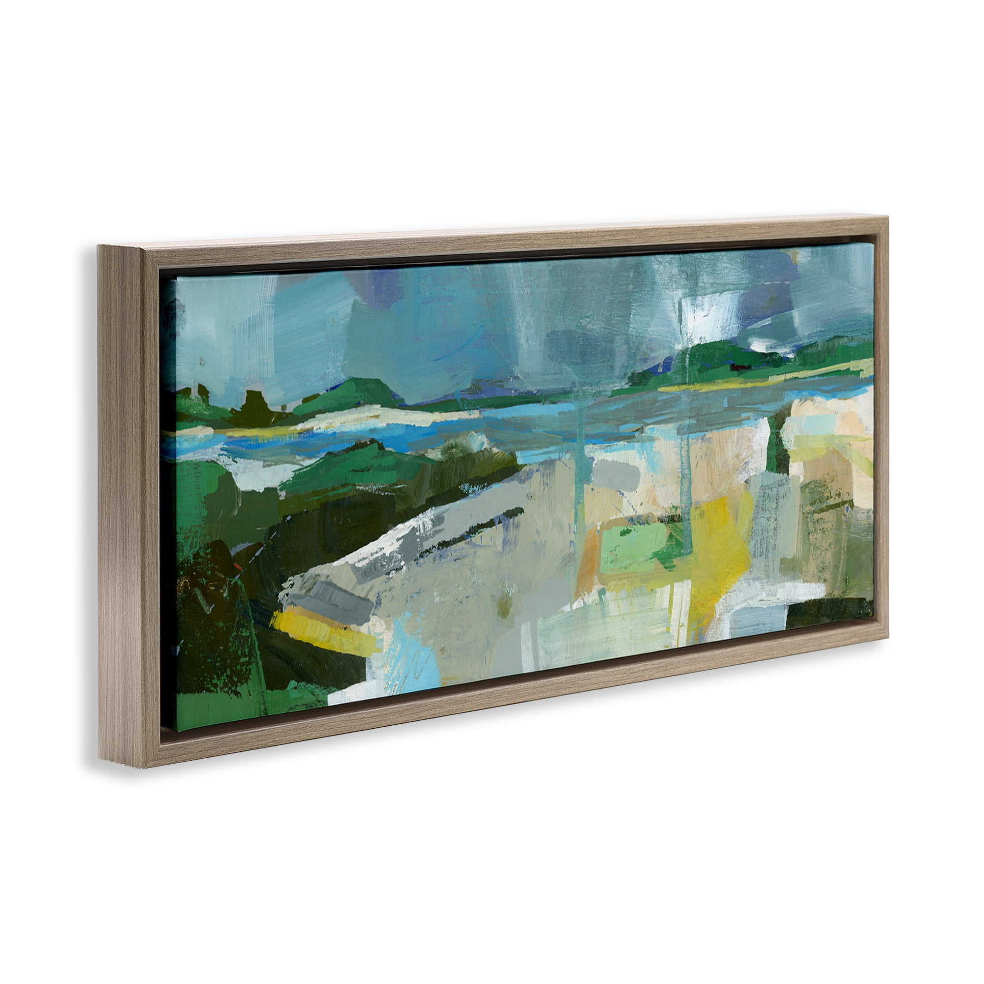 Stupell Industries Sea View Impression Abstract Painting Brown Floater Framed Canvas Art Print Wall Art, 25 x 11
