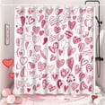 thumbnail image 3 of Valentine''s Day Shower Curtain, Graffiti Cute Little Heart Shower Curtain Set for Bathroom Waterproof Mother''s Day Shower Curtain with Hooks, 72x84 Inch, 3 of 6