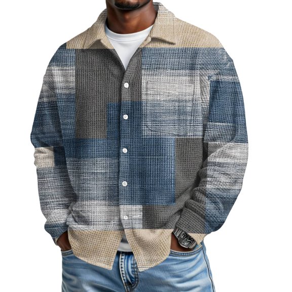 Kixjoy Shirts for Men Oversized Long Sleeve Button Down Shirt Stretch Casual Collared Slim Fit Shirts Lightweight Tie Dye Beach Blouse for Men, Coffee XL
