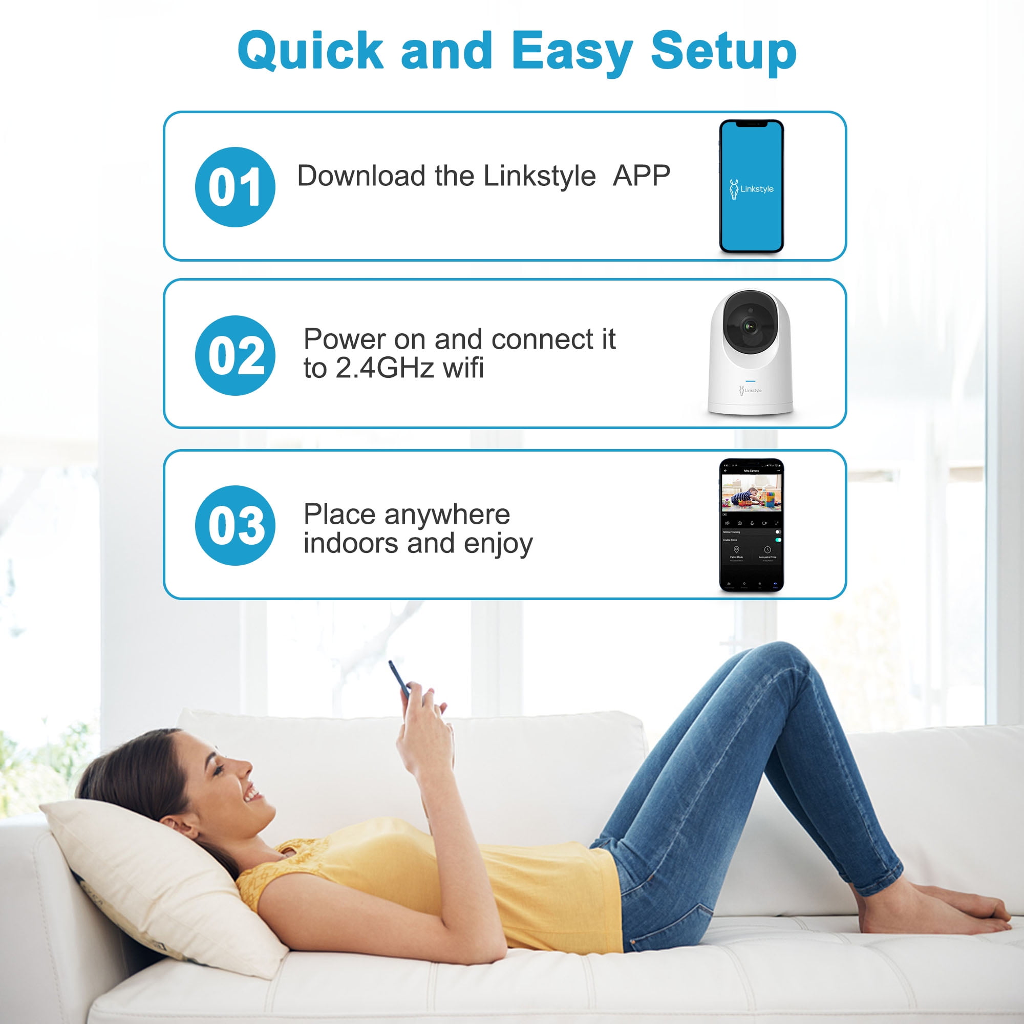 Mira II 2K Indoor Security Camera By LINKSTYLE — Baby, Pet & Home Smart Surveillance Monitor, AI Motion, 2-Way Audio, Night Vision (NO SUBSCRIPTION REQUIRED)