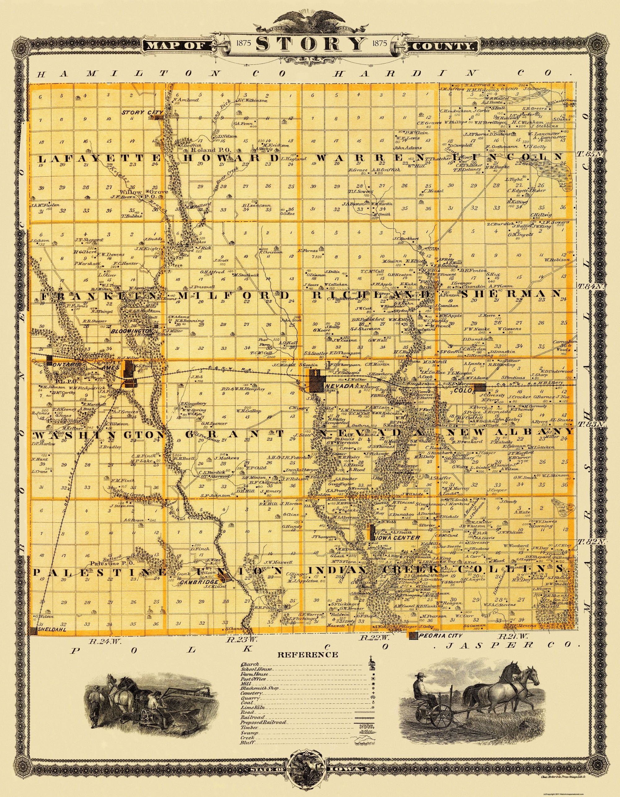 Story County Iowa Shober 1875 23 x 29.56 Glossy Satin Paper
