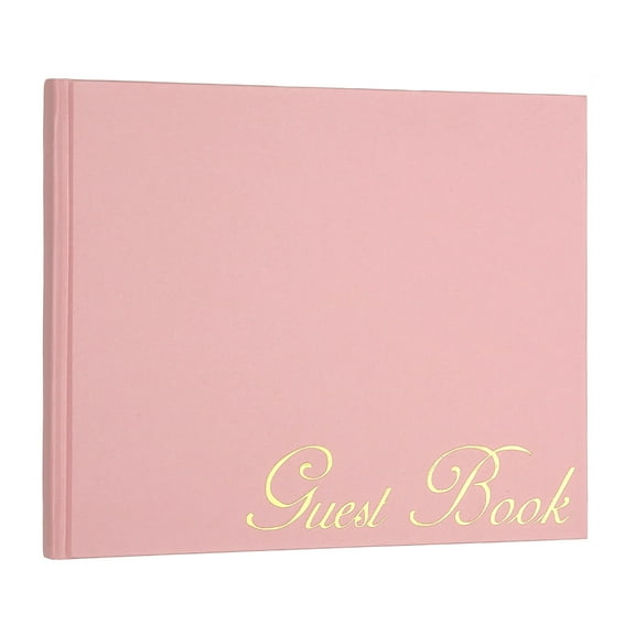 Uxcell Elegant Guestbook, 9"x7" Offset Paper Wedding Guest Book Stylish Sign in Book with 50 Blank 120GSM Paper for Receptions Birthdays Funerals Special Events, Pink