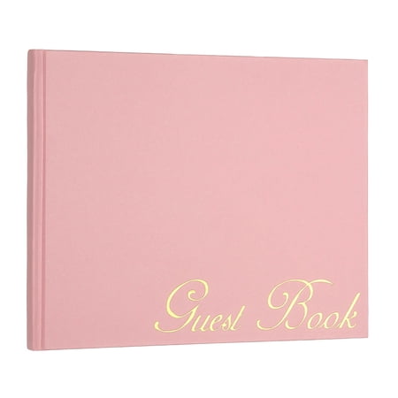 Uxcell Elegant Guestbook, 9"x7" Offset Paper Wedding Guest Book Stylish Sign in Book with 50 Blank 120GSM Paper for Receptions Birthdays Funerals Special Events, Pink