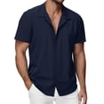 thumbnail image 3 of Busydd Mens Dress Shirts Casual Classic Solid Color Button Down Shirt Men Short Sleeve Turndown Collar Business Tops S, 3 of 9