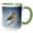 Green/White, variant on 3drose, American Robin Vector Art Design Isolated Against a Blue Background, 11oz Two-tone Blue Mug