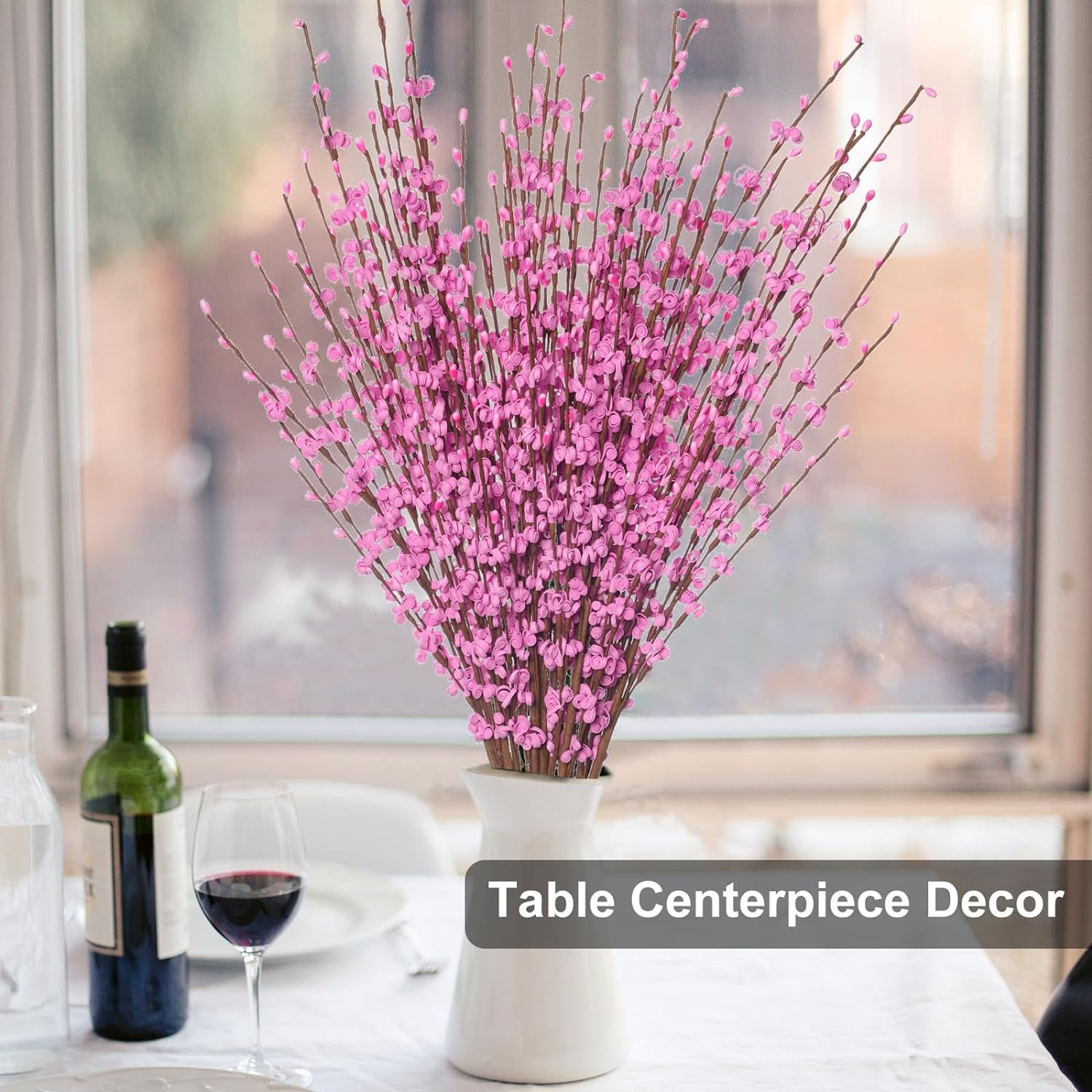 5 Pcs 29.5" Long Jasmine Artificial Pink Flowers Fake Flowers Bouquets Valentine's Day DIY Floral Art Plant Arrangements Floral for Wedding Party OfficeTable Centerpieces Home Garden Farmhouse