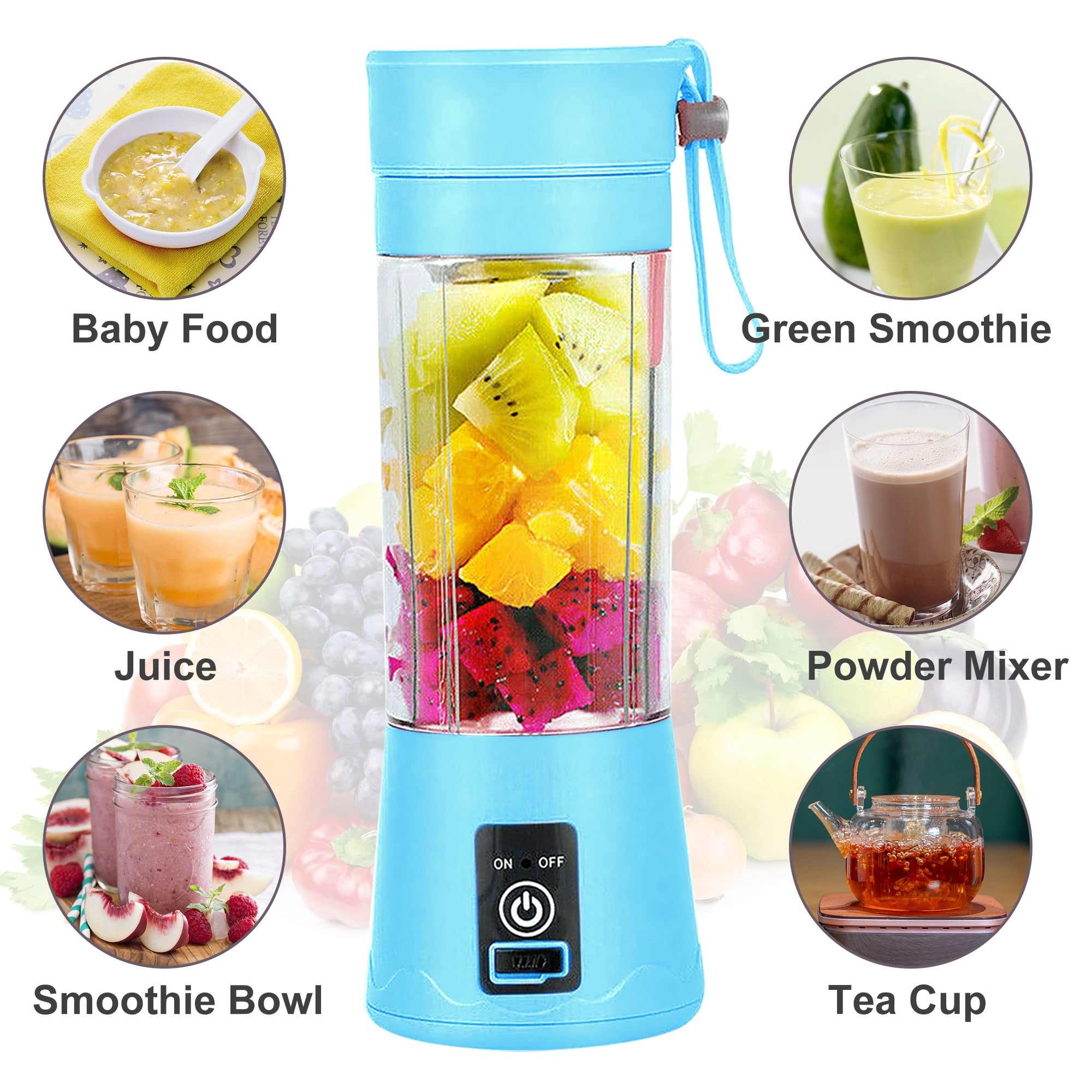 380ml Mini USB Juicer Cup Portable Rechargeable Fruit Blender Crusher w/  USB Charge Cable Multifunctional - Bed Bath & Beyond - 29606691