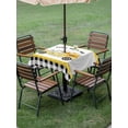 thumbnail image 4 of Outdoor Tablecloth with Umbrella Hole for Patio/Picnic/Party/Camping, Yellow Truck Waterproof Table Cloth Square Cover Washable, Spring Bees Daisy Honey Black Buffalo Lattice (60"x 60"), 4 of 8