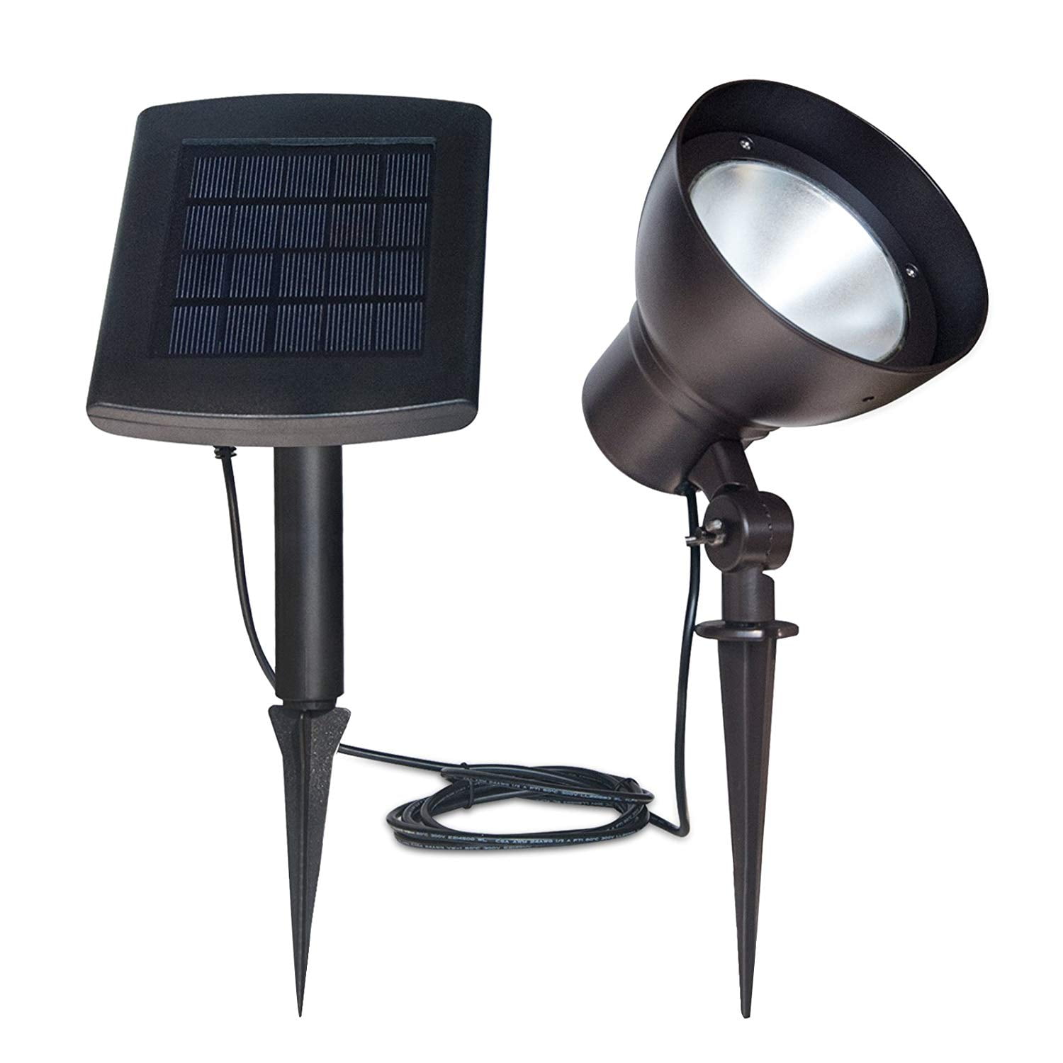MINI 50X Twin Solar-Powered Cast Aluminium Warm White LED Spotlight 60-100 Lumen 