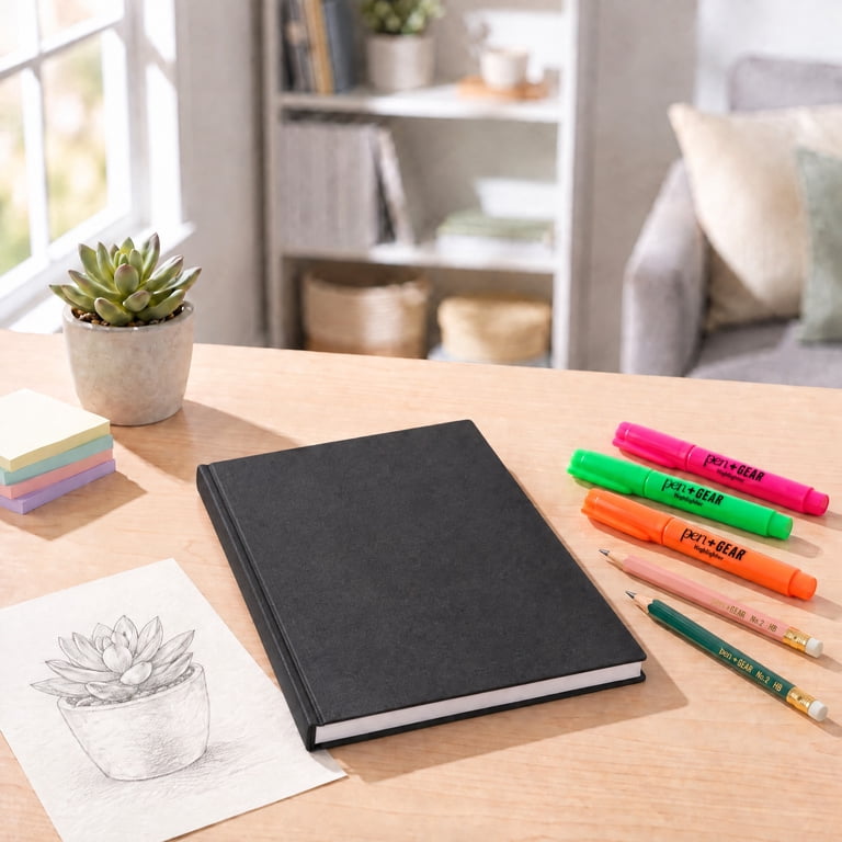 Pen+Gear Mixed Media Sketch Book, 8.5" x 11", 80 Sheets, Black photo 5
