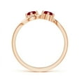 thumbnail image 2 of ANGARA Natural Round Two Stone Twist Ruby Ring in 14K Rose Gold for Women (Size-4.1mm) | July Birthstone, Birthday, Anniversary, Jewelry Gift for Women | Natural Ruby Ring, 2 of 8