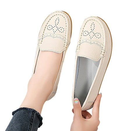 

Xysaqa Womens Shoes Work Shoes Women Casual Comfortable Casual Hollowed Out Women s Leather Shoes with Soft Soles Sloping Heels Mary Janes Flats Savings!