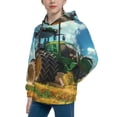 thumbnail image 2 of Rateoe Green Tractor Field Pattern Boys Hoodie, Youth Pullover Hooded Sweatshirt, Kangaroo Pocket Hoodie for Kids-X-Large, 2 of 6