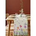 thumbnail image 2 of Table Runner Dresser Scarves 60 Inch Long, Tulip and Lavender Floral on Burlap Linen Dining Table Runners Watercolor Blossom Flower Tabletop Scarf for Wedding Holiday Party Kitchen, 2 of 7