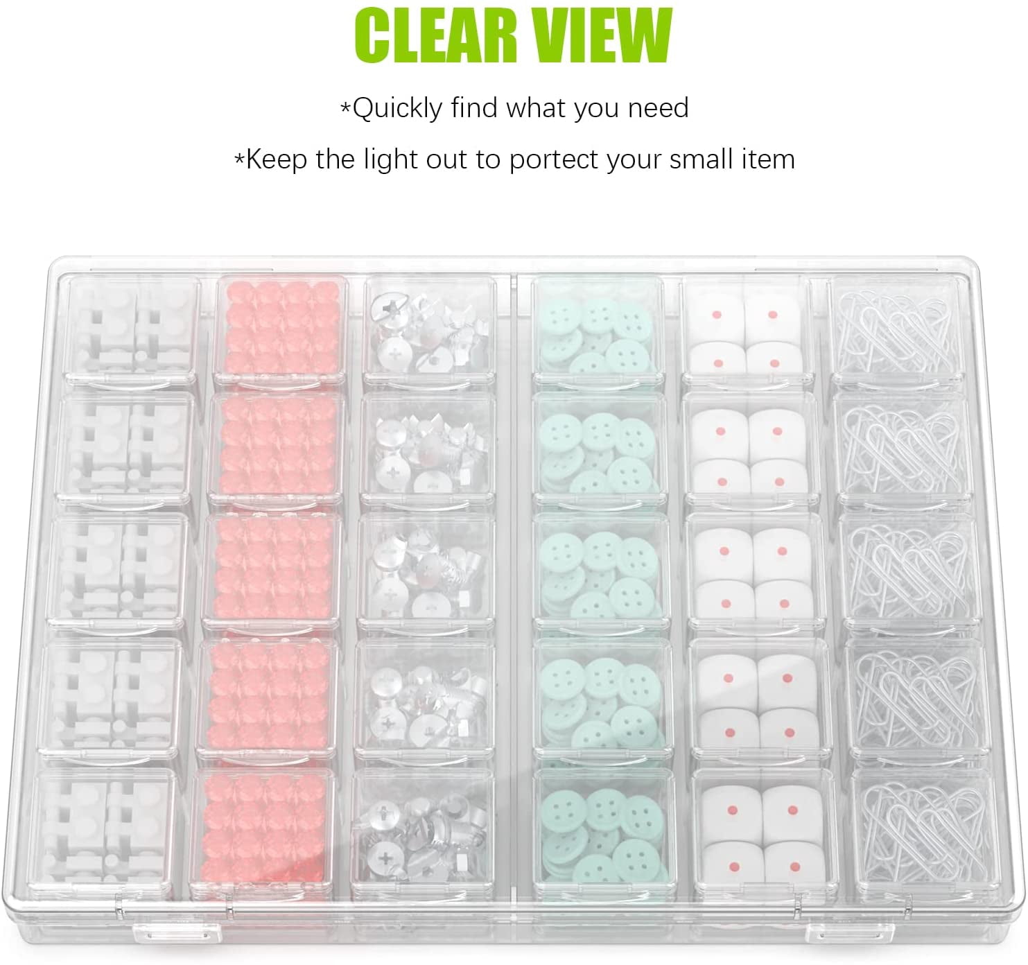 30 Packs Plastic Stackable Organizer Container with Lids, Mini Containers for Beads, Glitter, Slime, Paint or Seed Storage - Black (Transparent)