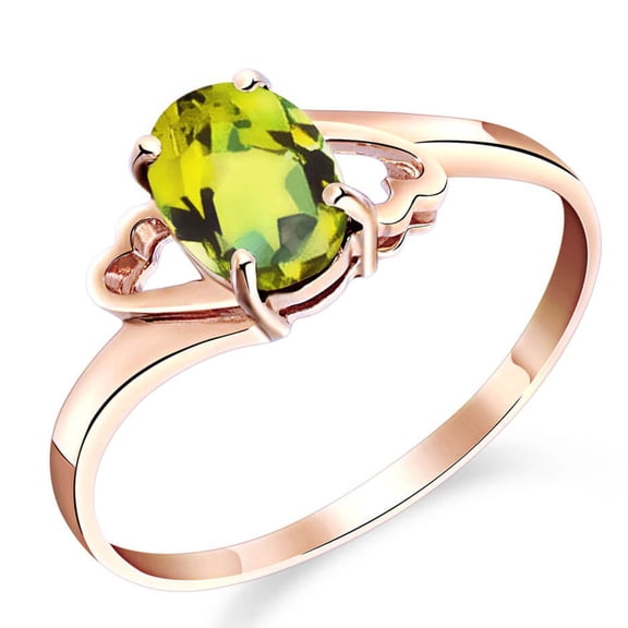 Galaxy Gold 14K Solid Gold 0.75 Carat Natural Peridot Oval Cut Ring for Women - Rose Gold Fine Jewelry